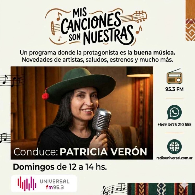 flyer MIS CANCIONES SON NUESTRAS PATRICIA VERON Dom 12 a 14
