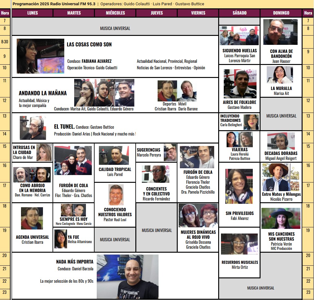 Programacion 2025 desde 1 de Agosto