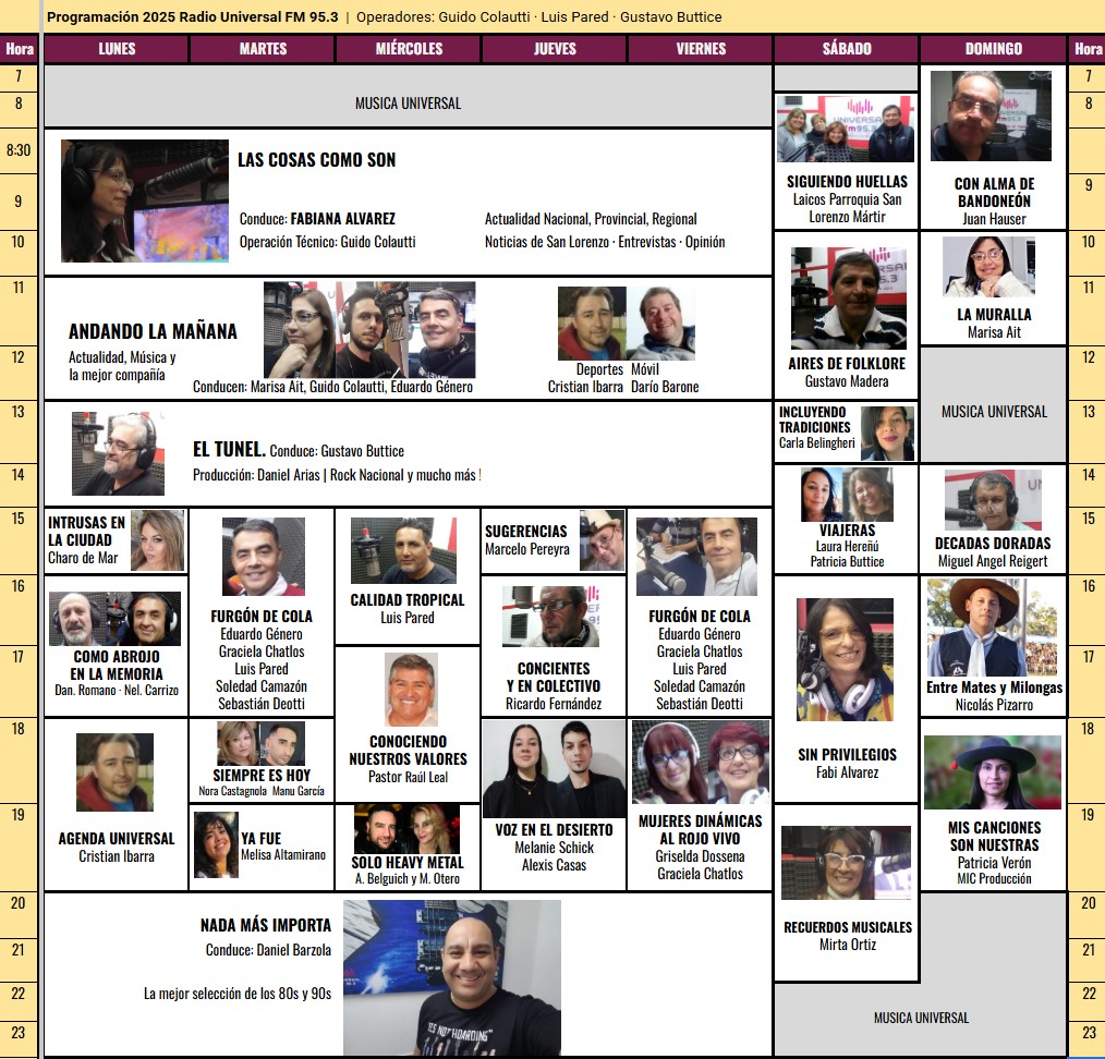 Programacion 2025 desde 12 de SEPTIEMBRE
